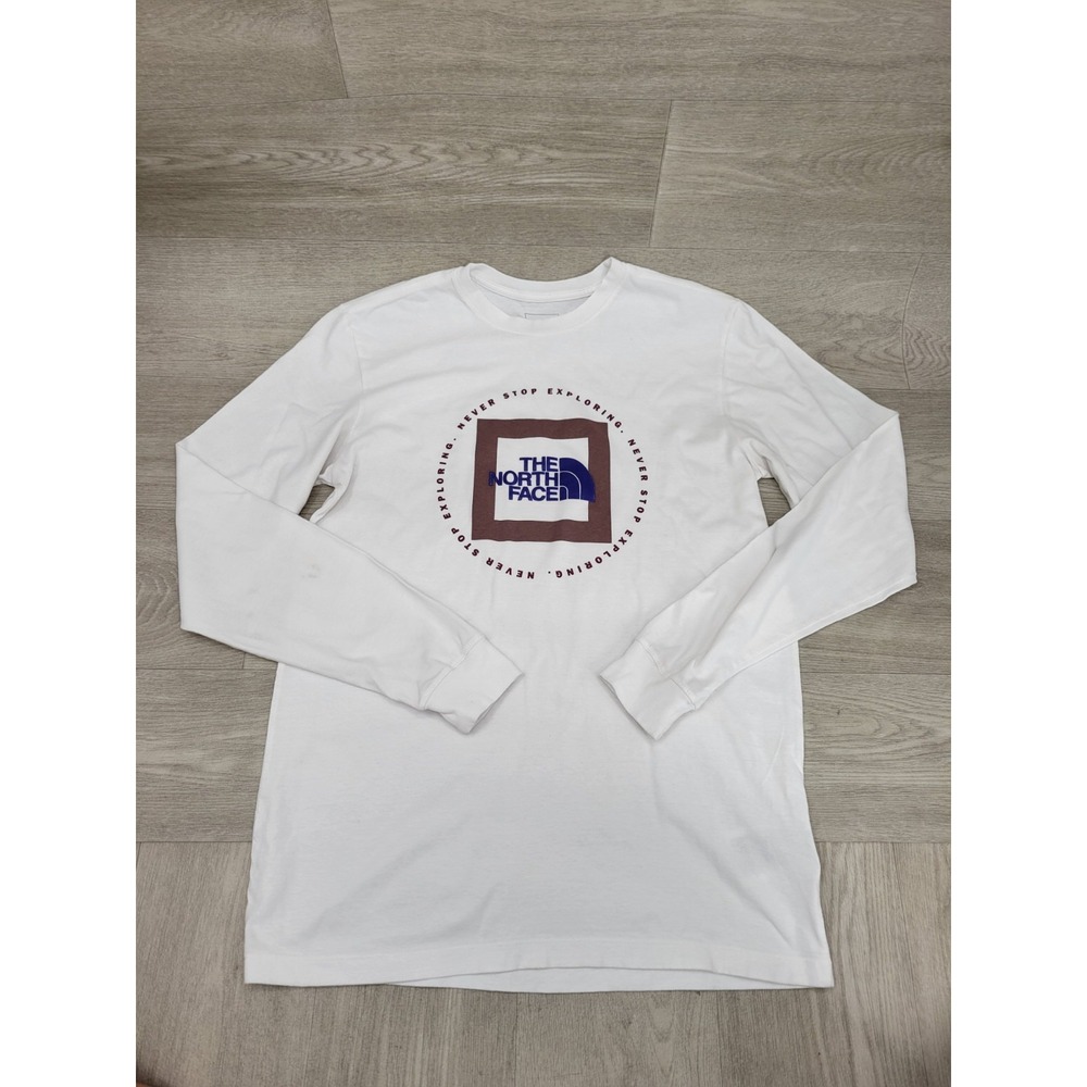 The North Face Never Stop Exploring T-Shirt Men's M White Long Sleeve Graphic